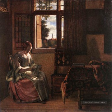  genre galerie - Femme lisant un genre de lettre Pieter de Hooch